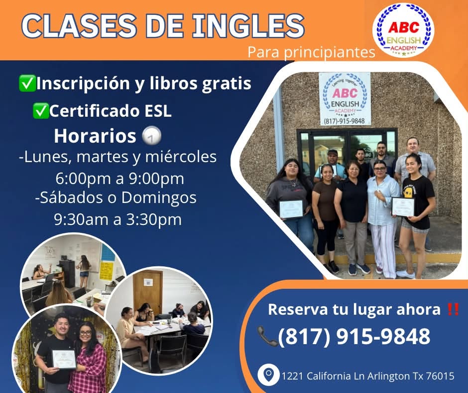 Anuncio de cursos de inglés para principiantes