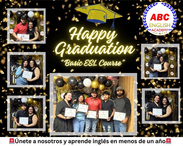 Estudiantes celebrando su graduación de inglés